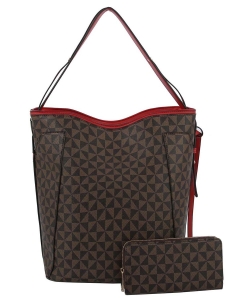 Fashion Monogram Bucket 2in1 Hobo Bag LMN0181W RED